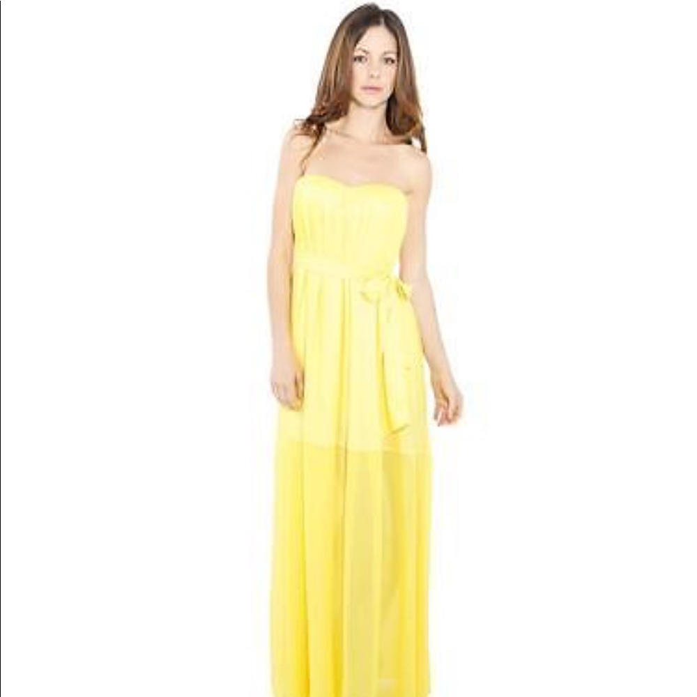 BCBGmaxazria Silk Yellow Maxi Dress